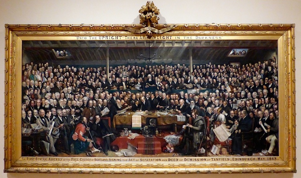 David Octavius Hill e Robert Adamson – The First General Assembly of the Free Church of Scotland (quadro con 457 personaggi ricavati da ritratti fotografici; 1843)