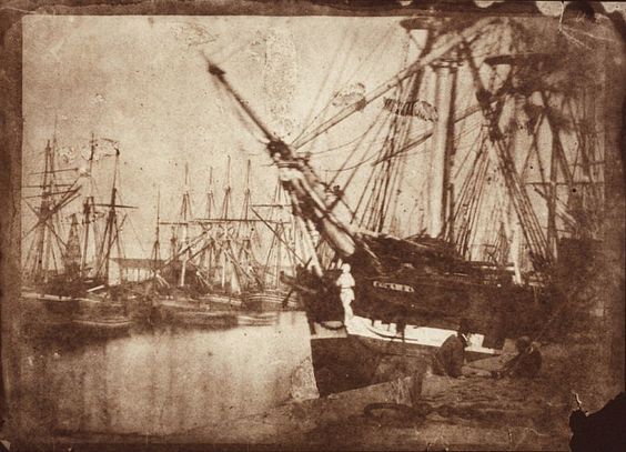 Hill & Adamson: Banchina di Leith e la nave Cockburn attraccata; 1843-46