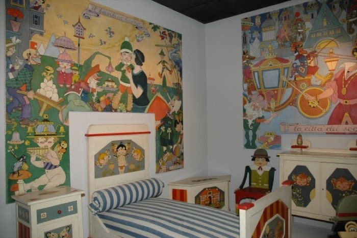 Rubino: camera per bambini, circa 1922, esposta alla galleria Wolfsoniana di Genova Nervi 